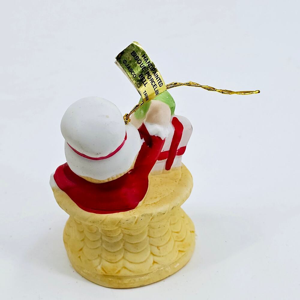 Vintage Jasco Taiwan Bisque Porcelain Bell Toys Christmas Tree Ornament Signed - Picture 2 of 6